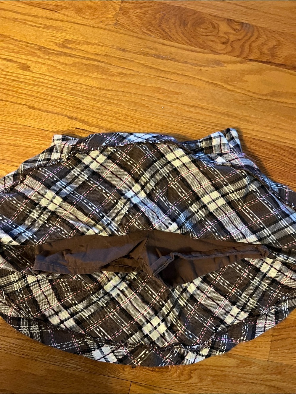 Limited Too Brown Plaid Flared Skort with Pink Trim Girls Size 14R - Picture 3 of 6